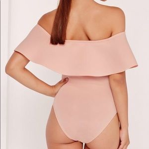 Missguided Tops - Blush Off The Shoulder Bodysuit Missguided Tops - Blush Off The Shoulder Bodysuit